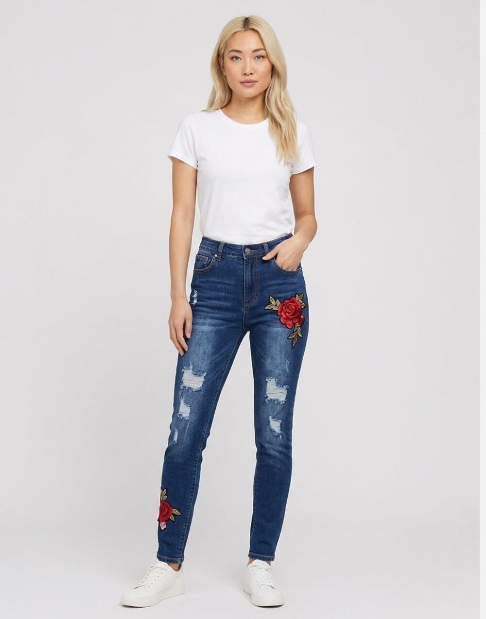 Wizard CAT Polyester Blend Blue Stretch Jeans Women Size S